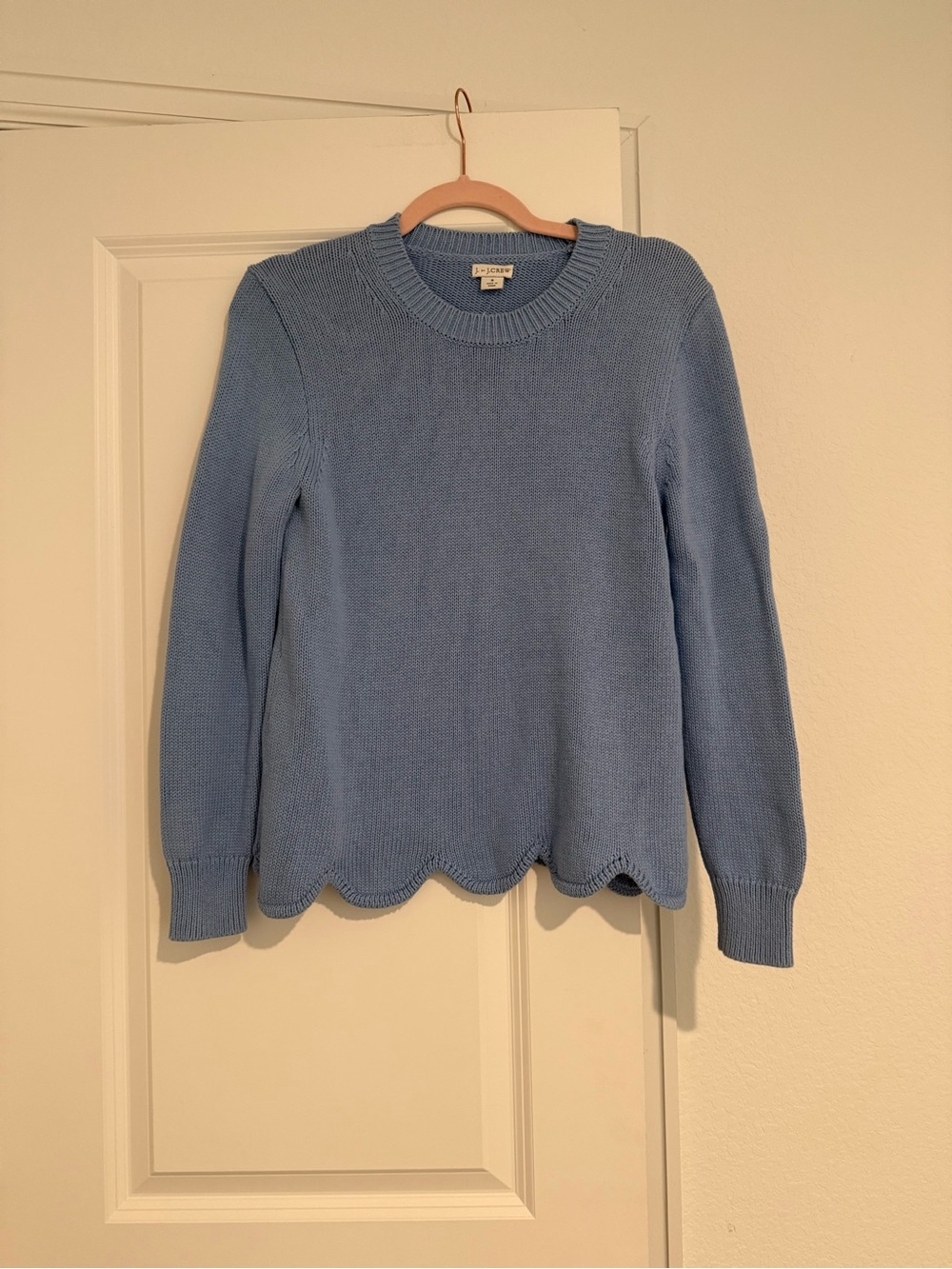 J. Crew Scalloped Hem Crewneck Sweater in Sky Blue